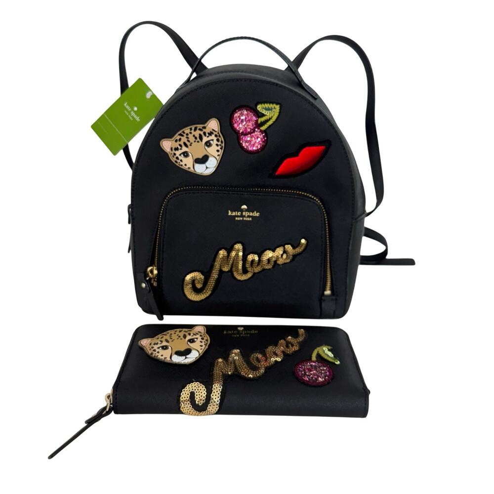 Kate Spade Run Wild Leopard Tomi Backpack with Matching Neda Wallet Ltd Edition